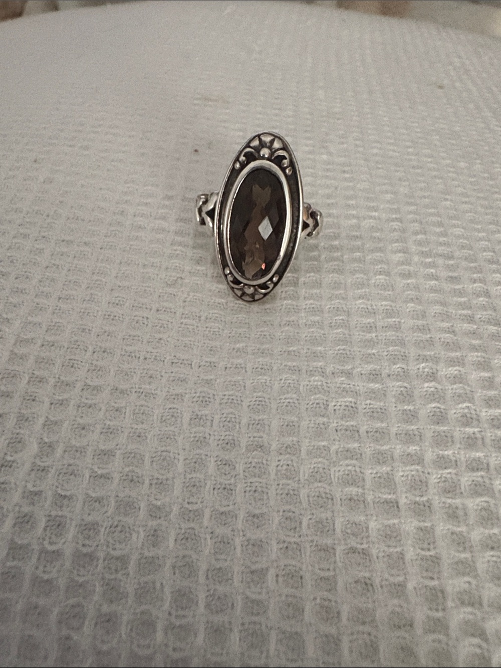 Sterling Silver Oval Smoky Quartz Ring - Brown Gemstone